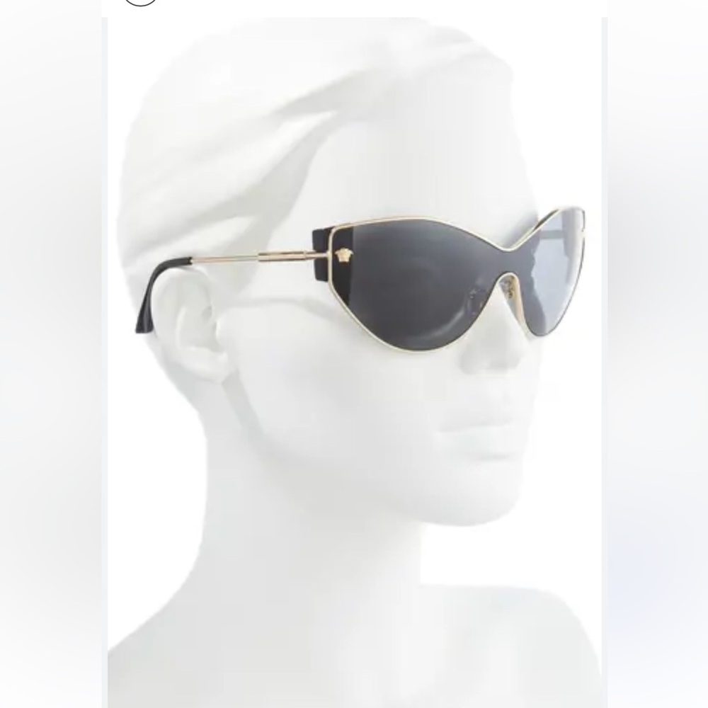 Versace Black and Gold Medusa Shield Sunglasses